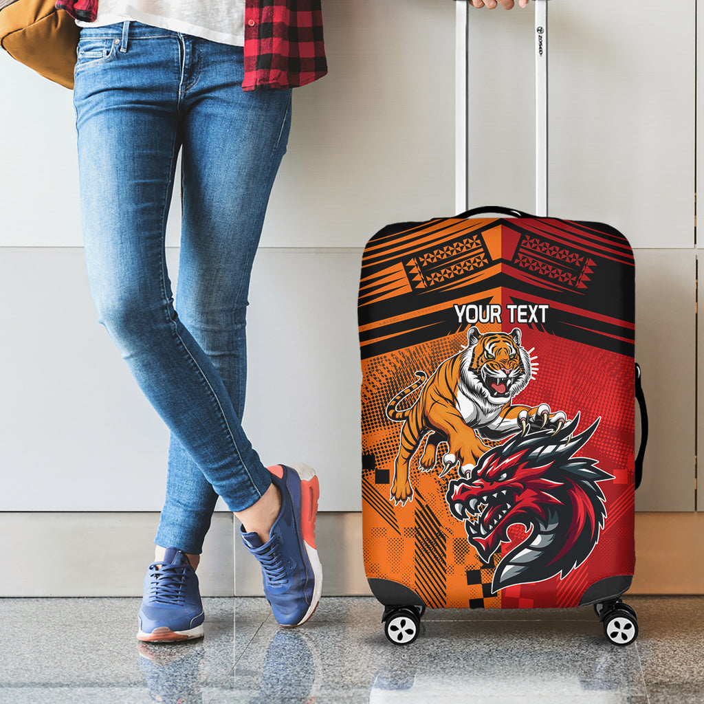 Custom Dragons and Tigers Luggage Cover Rugby Mascot With Sporty Style