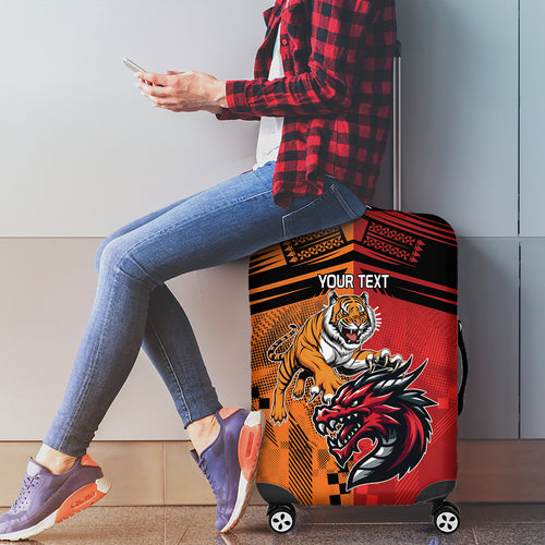 Custom Dragons and Tigers Luggage Cover Rugby Mascot With Sporty Style