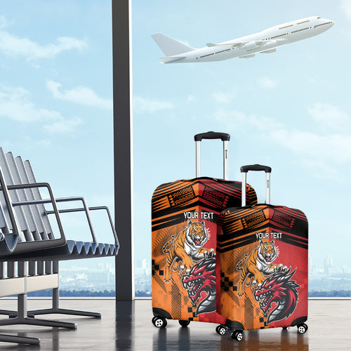 Custom Dragons and Tigers Luggage Cover Rugby Mascot With Sporty Style