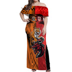 Custom Dragons and Tigers Off Shoulder Maxi Dress Rugby Mascot With Sporty Style