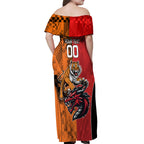 Custom Dragons and Tigers Off Shoulder Maxi Dress Rugby Mascot With Sporty Style