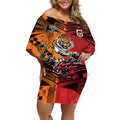 Custom Dragons and Tigers Off Shoulder Short Dress Rugby Mascot With Sporty Style