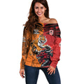 Custom Dragons and Tigers Off Shoulder Sweater Rugby Mascot With Sporty Style