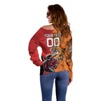 Custom Dragons and Tigers Off Shoulder Sweater Rugby Mascot With Sporty Style