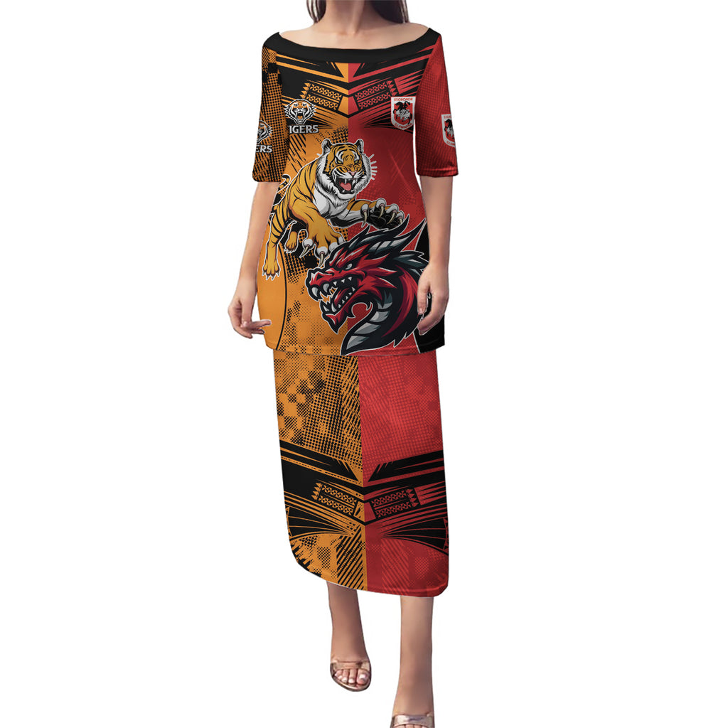 Custom Dragons and Tigers Puletasi Rugby Mascot With Sporty Style