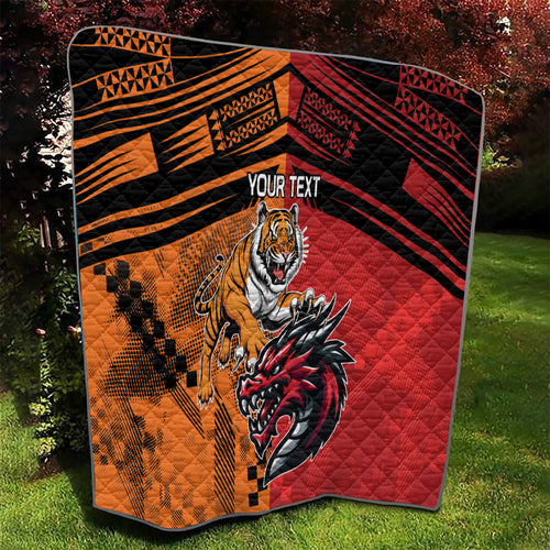 Custom Dragons and Tigers Quilt Rugby Mascot With Sporty Style
