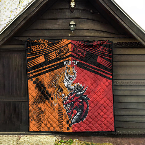 Custom Dragons and Tigers Quilt Rugby Mascot With Sporty Style