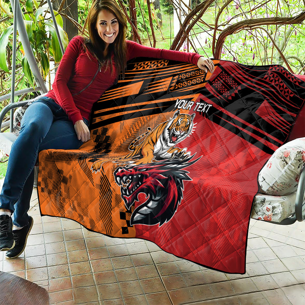 Custom Dragons and Tigers Quilt Rugby Mascot With Sporty Style