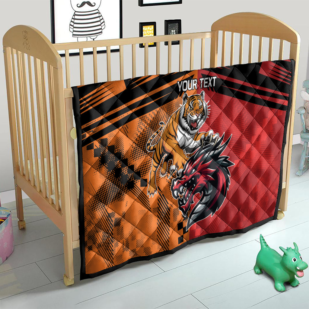 Custom Dragons and Tigers Quilt Rugby Mascot With Sporty Style