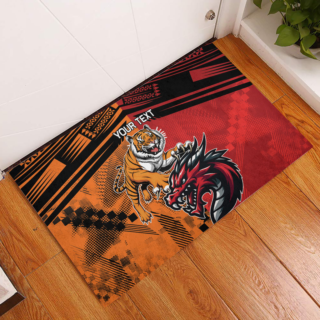Custom Dragons and Tigers Rubber Doormat Rugby Mascot With Sporty Style
