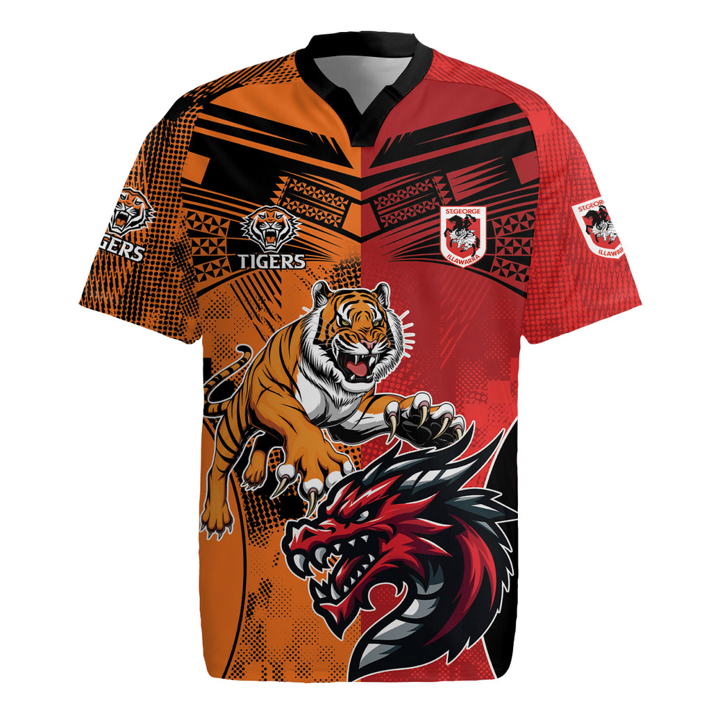 Custom Dragons and Tigers Rugby Jersey Rugby Mascot With Sporty Style