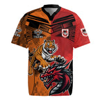 Custom Dragons and Tigers Rugby Jersey Rugby Mascot With Sporty Style