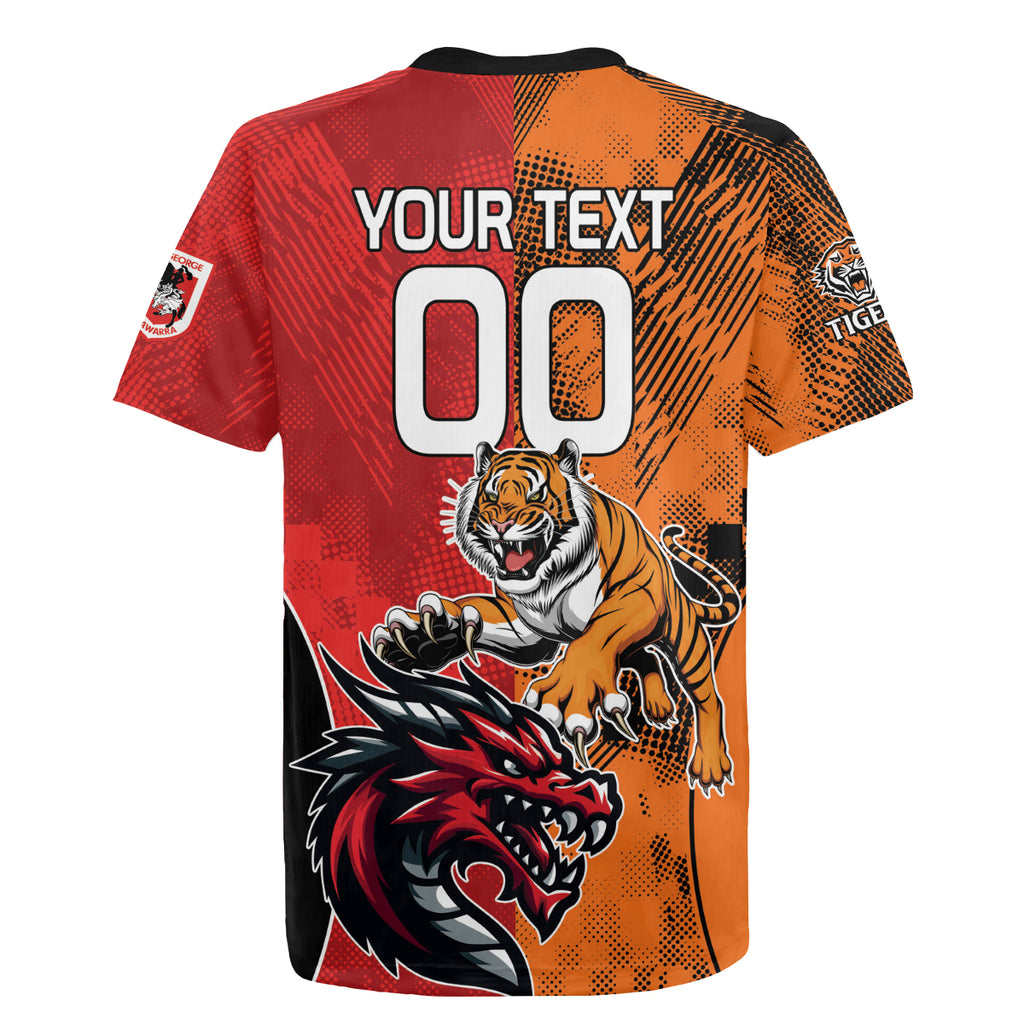 Custom Dragons and Tigers Rugby Jersey Rugby Mascot With Sporty Style