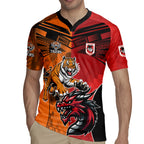 Custom Dragons and Tigers Rugby Jersey Rugby Mascot With Sporty Style