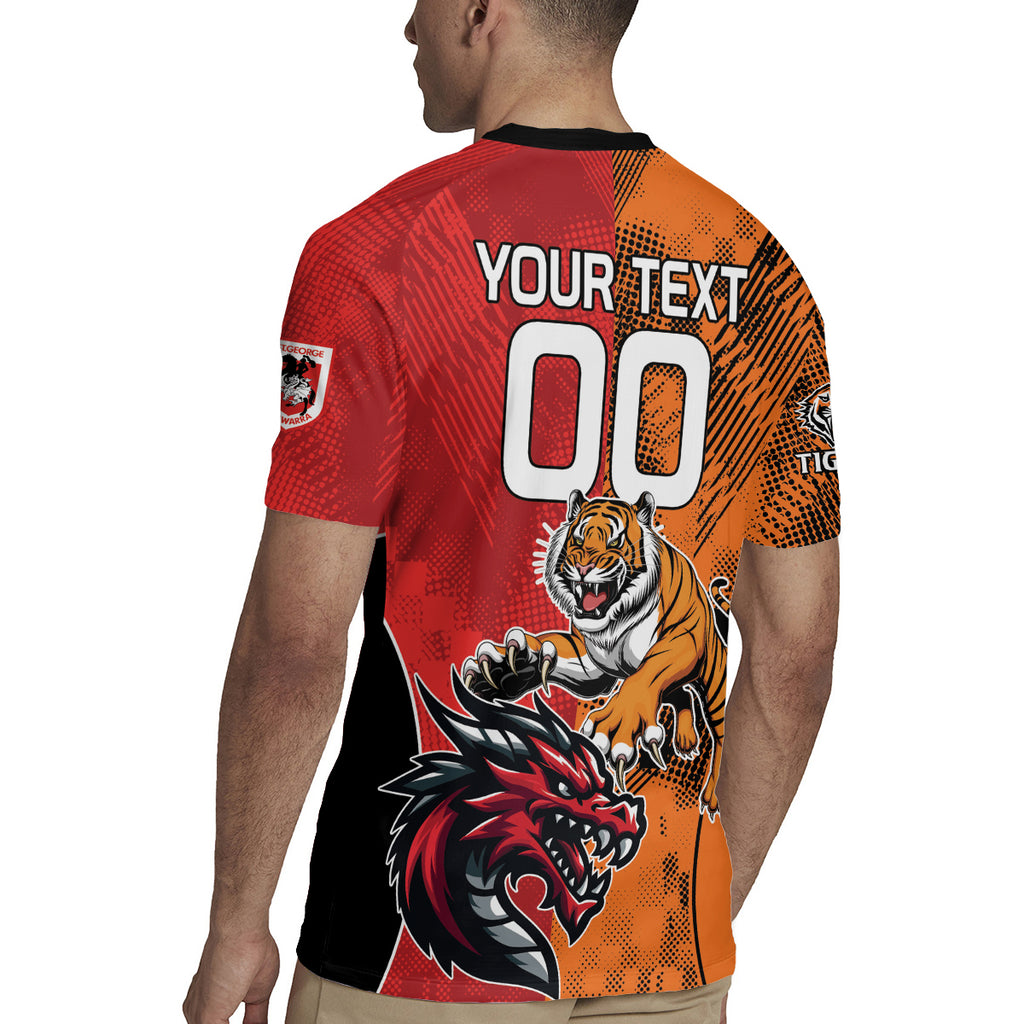 Custom Dragons and Tigers Rugby Jersey Rugby Mascot With Sporty Style