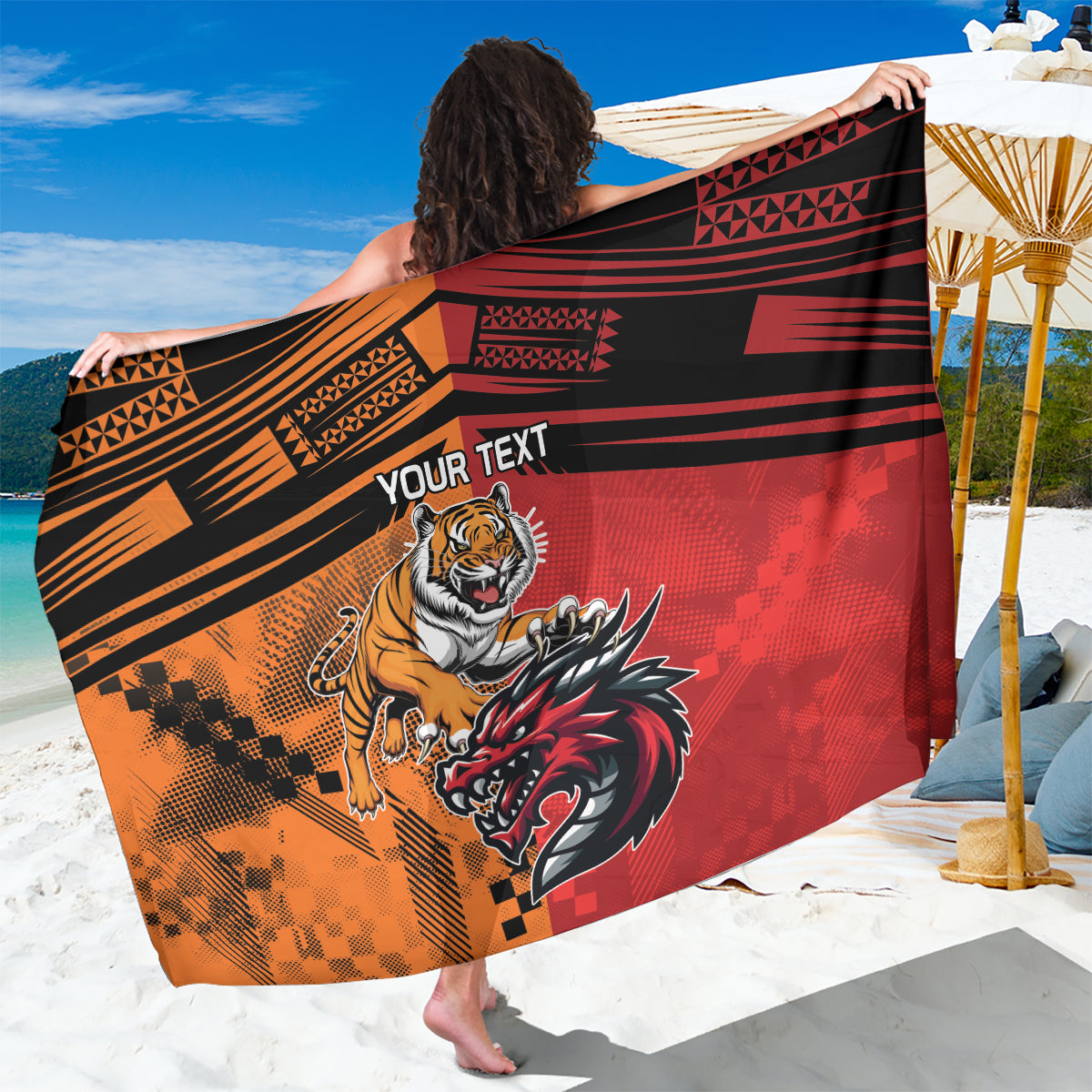 Custom Dragons and Tigers Sarong Rugby Mascot With Sporty Style
