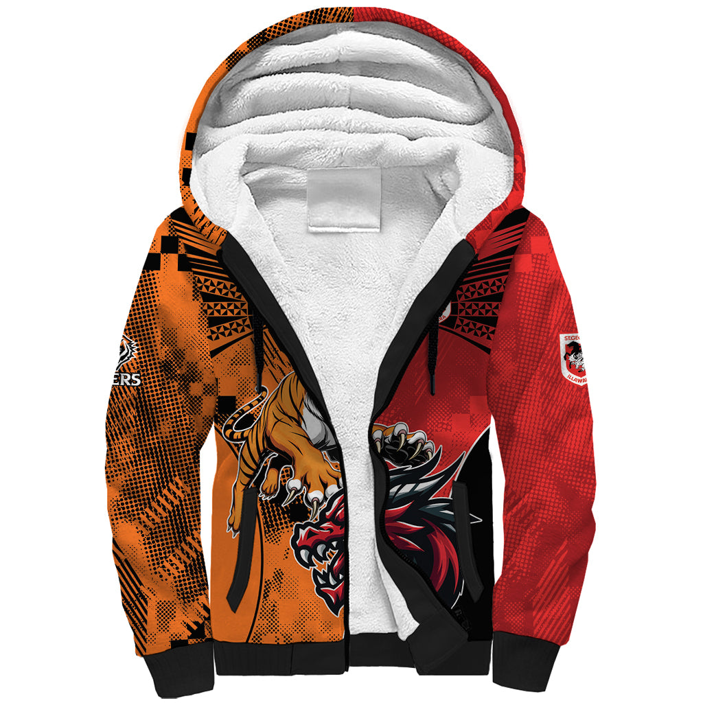 Custom Dragons and Tigers Sherpa Hoodie Rugby Mascot With Sporty Style