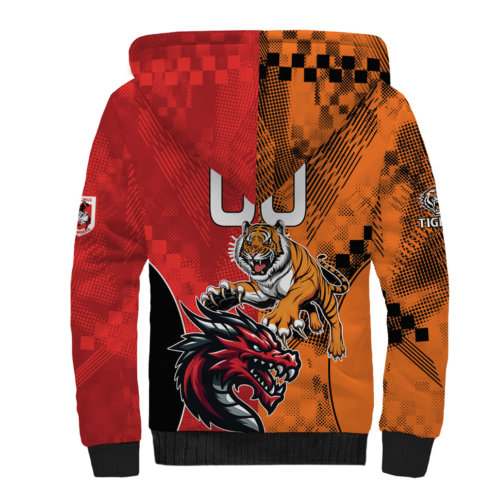 Custom Dragons and Tigers Sherpa Hoodie Rugby Mascot With Sporty Style