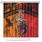 Custom Dragons and Tigers Shower Curtain Rugby Mascot With Sporty Style