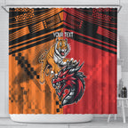 Custom Dragons and Tigers Shower Curtain Rugby Mascot With Sporty Style