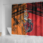 Custom Dragons and Tigers Shower Curtain Rugby Mascot With Sporty Style