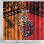 Custom Dragons and Tigers Shower Curtain Rugby Mascot With Sporty Style