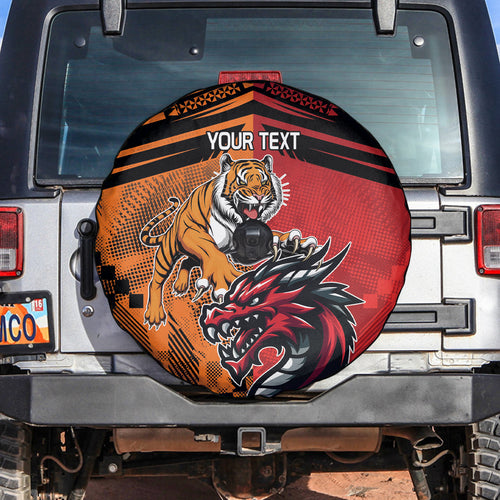 Custom Dragons and Tigers Spare Tire Cover Rugby Mascot With Sporty Style