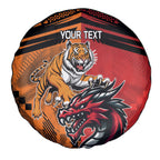 Custom Dragons and Tigers Spare Tire Cover Rugby Mascot With Sporty Style
