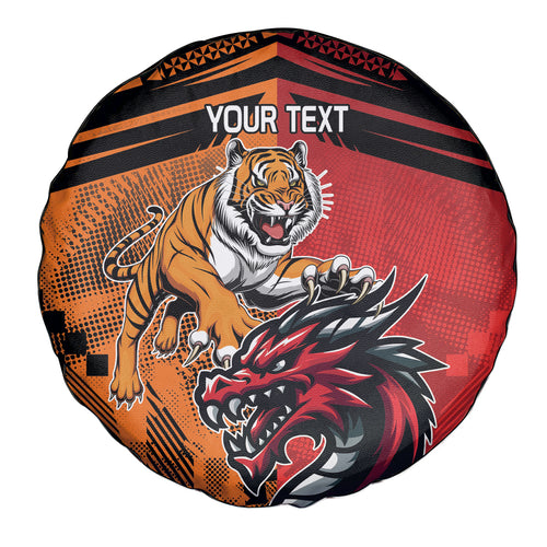 Custom Dragons and Tigers Spare Tire Cover Rugby Mascot With Sporty Style