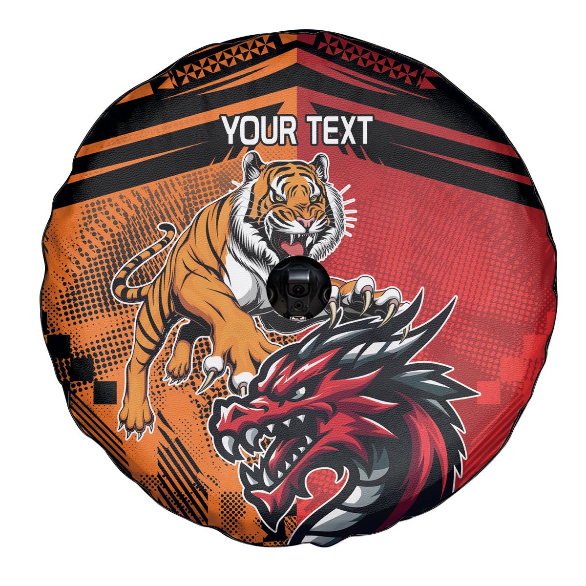 Custom Dragons and Tigers Spare Tire Cover Rugby Mascot With Sporty Style
