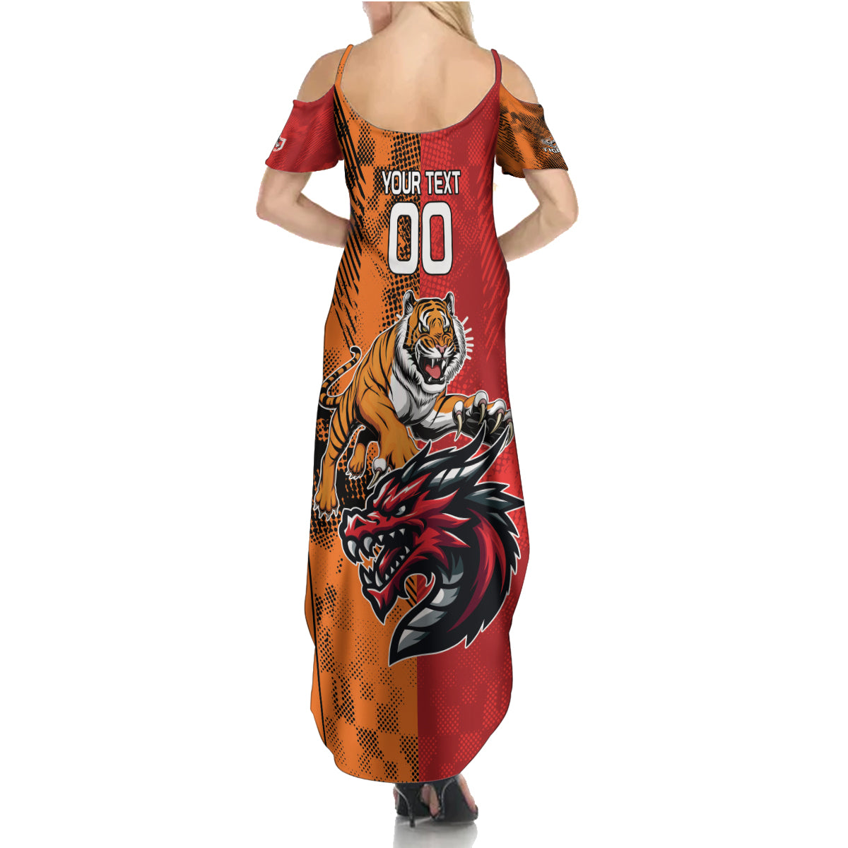 Custom Dragons and Tigers Summer Maxi Dress Rugby Mascot With Sporty Style