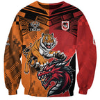 Custom Dragons and Tigers Sweatshirt Rugby Mascot With Sporty Style
