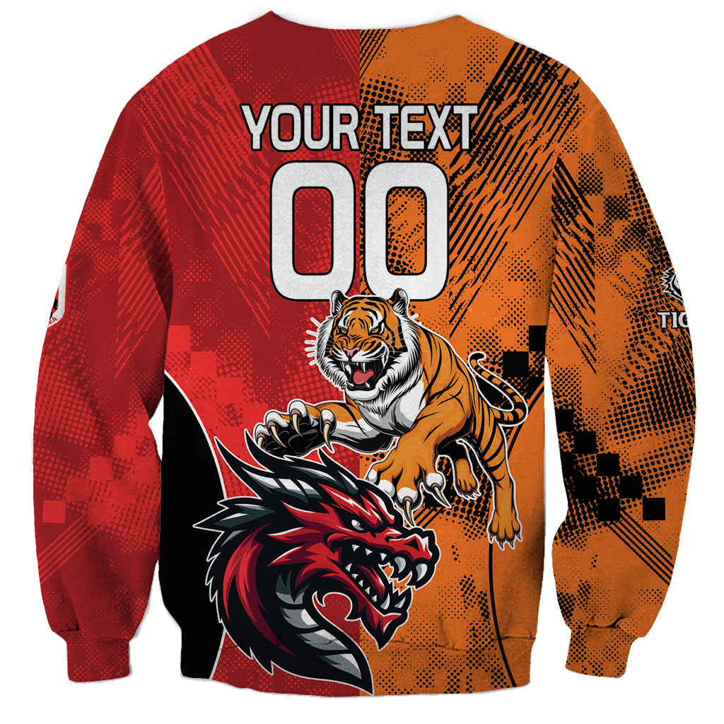 Custom Dragons and Tigers Sweatshirt Rugby Mascot With Sporty Style