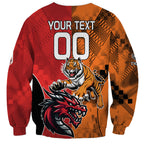 Custom Dragons and Tigers Sweatshirt Rugby Mascot With Sporty Style