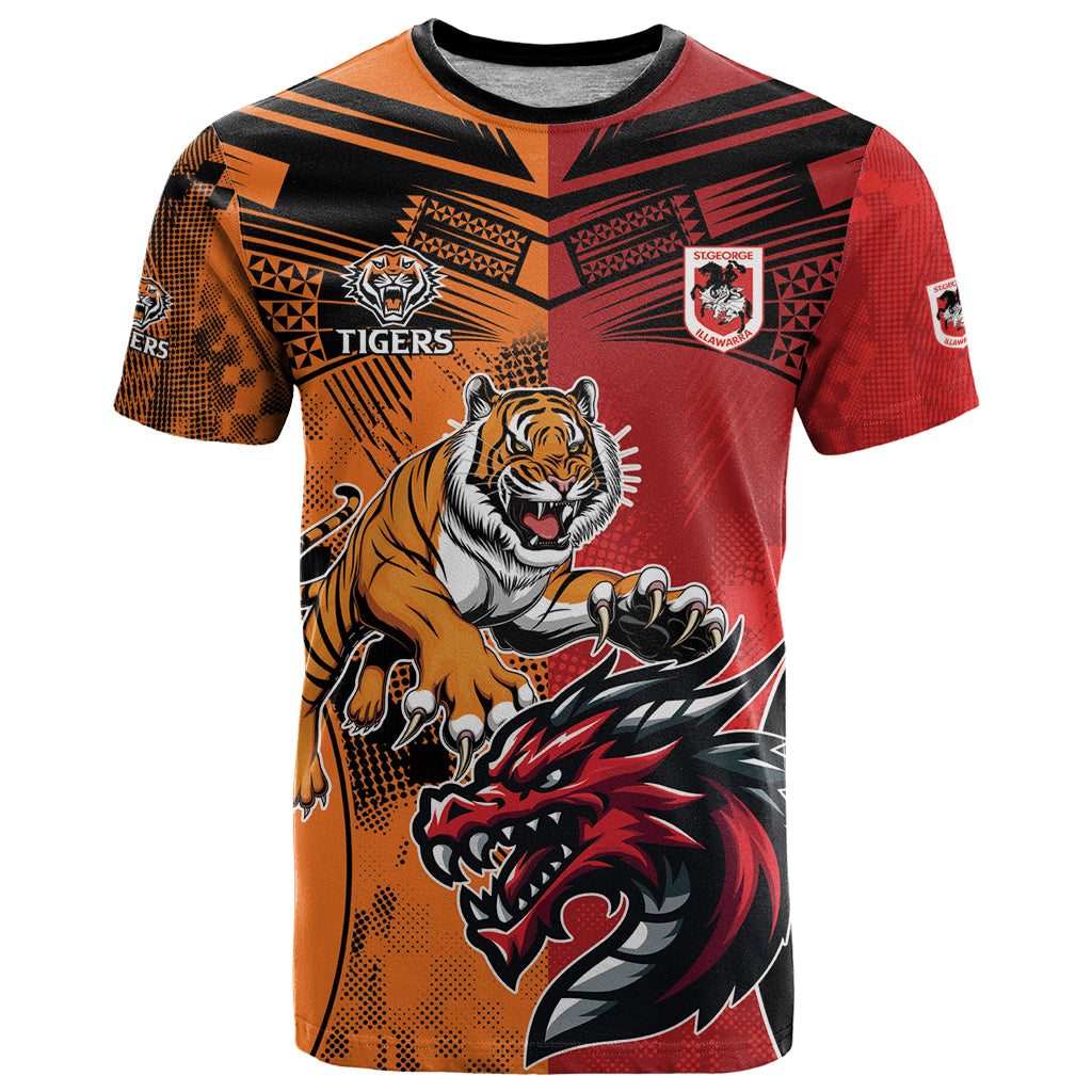 Custom Dragons and Tigers T Shirt Rugby Mascot With Sporty Style