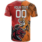 Custom Dragons and Tigers T Shirt Rugby Mascot With Sporty Style