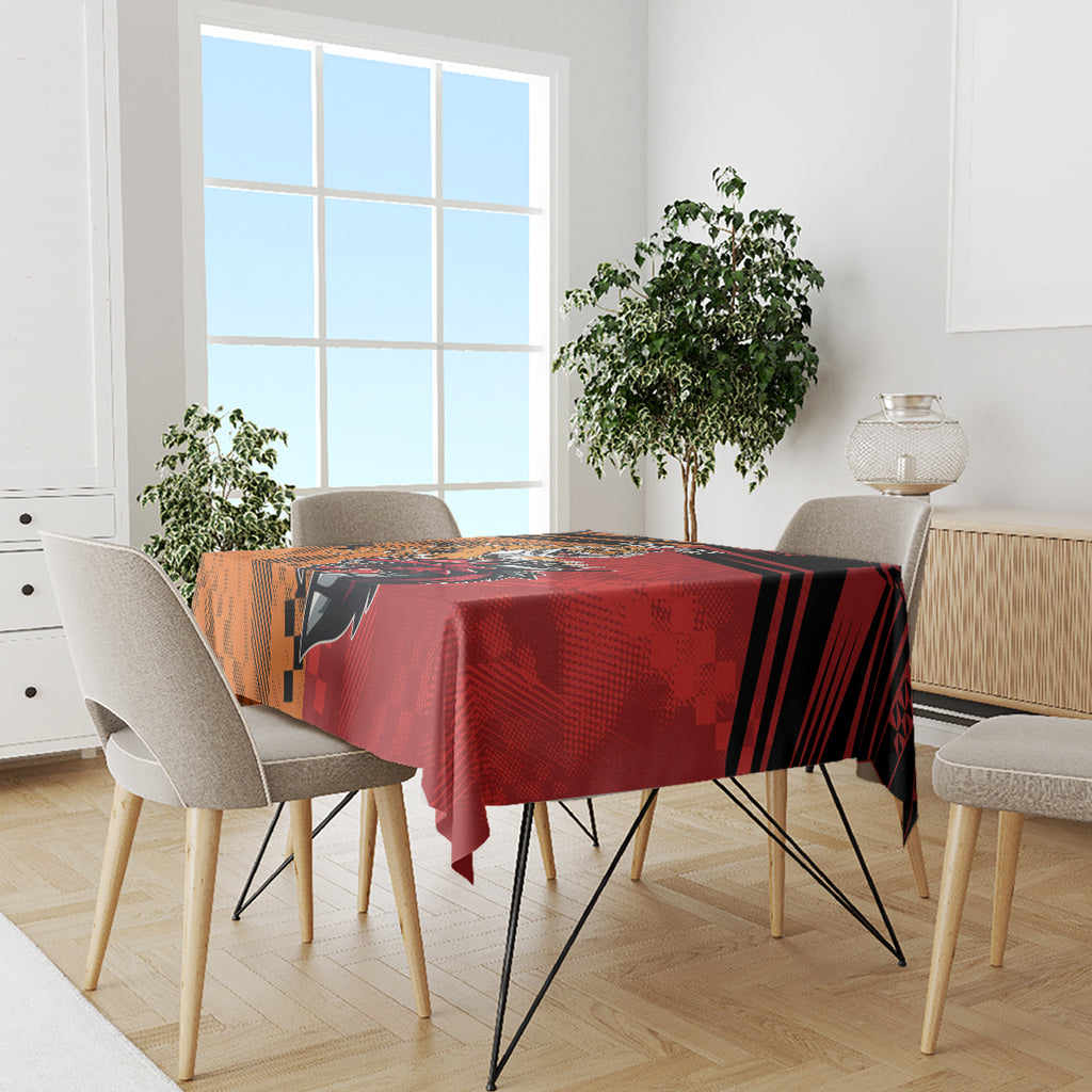 Custom Dragons and Tigers Tablecloth Rugby Mascot With Sporty Style