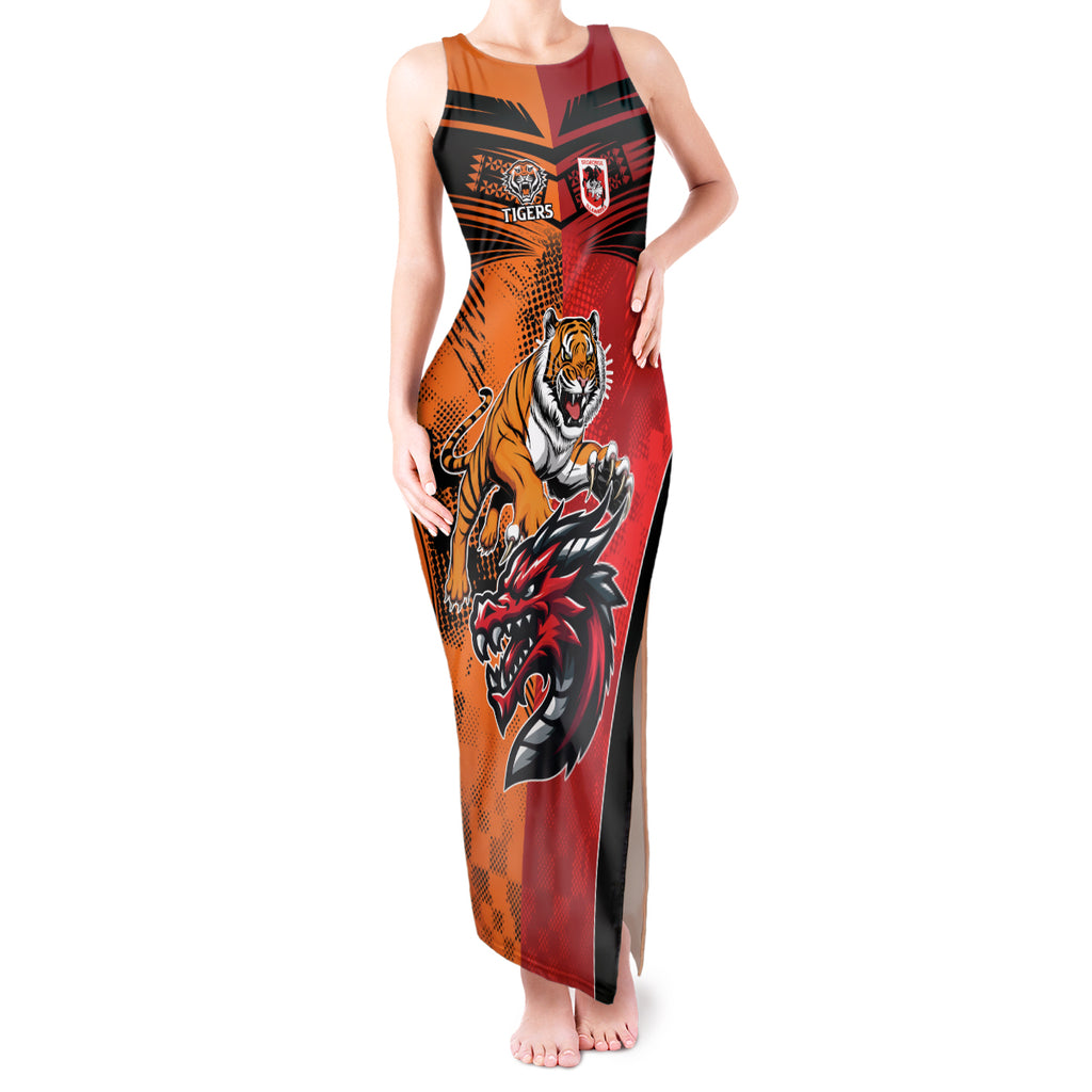 Custom Dragons and Tigers Tank Maxi Dress Rugby Mascot With Sporty Style