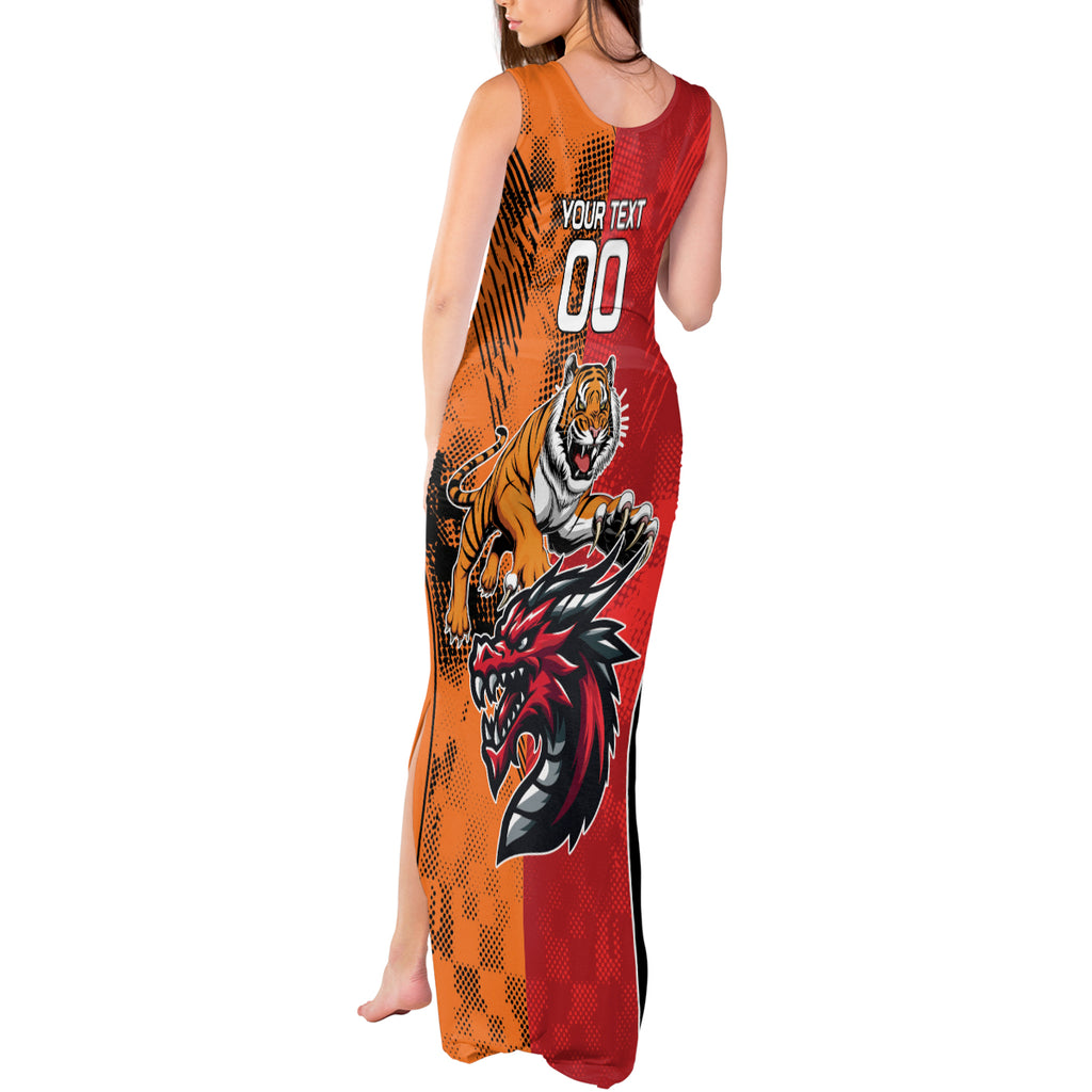 Custom Dragons and Tigers Tank Maxi Dress Rugby Mascot With Sporty Style