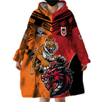Custom Dragons and Tigers Wearable Blanket Hoodie Rugby Mascot With Sporty Style