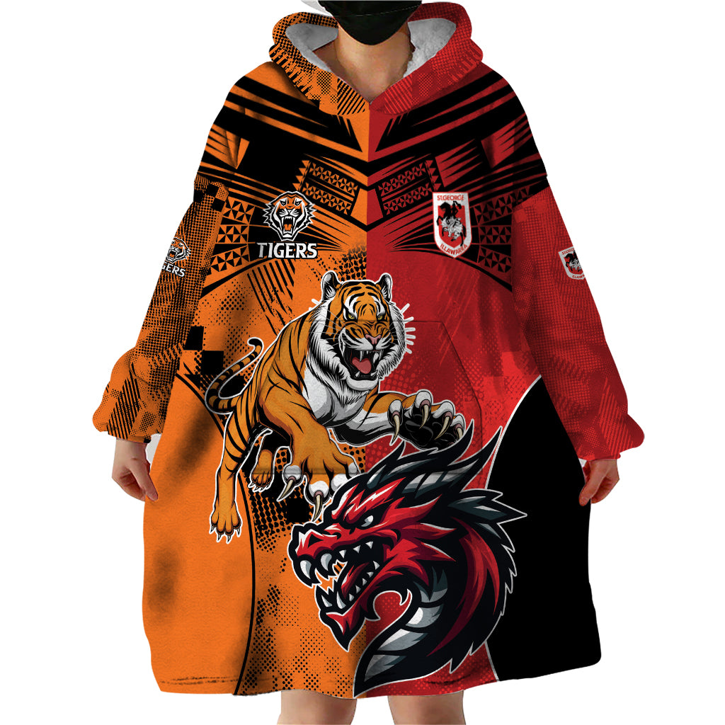 Custom Dragons and Tigers Wearable Blanket Hoodie Rugby Mascot With Sporty Style