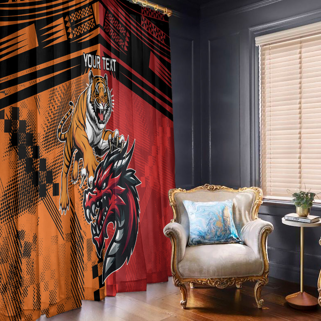 Custom Dragons and Tigers Window Curtain Rugby Mascot With Sporty Style