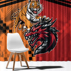 Custom Dragons and Tigers Window Curtain Rugby Mascot With Sporty Style