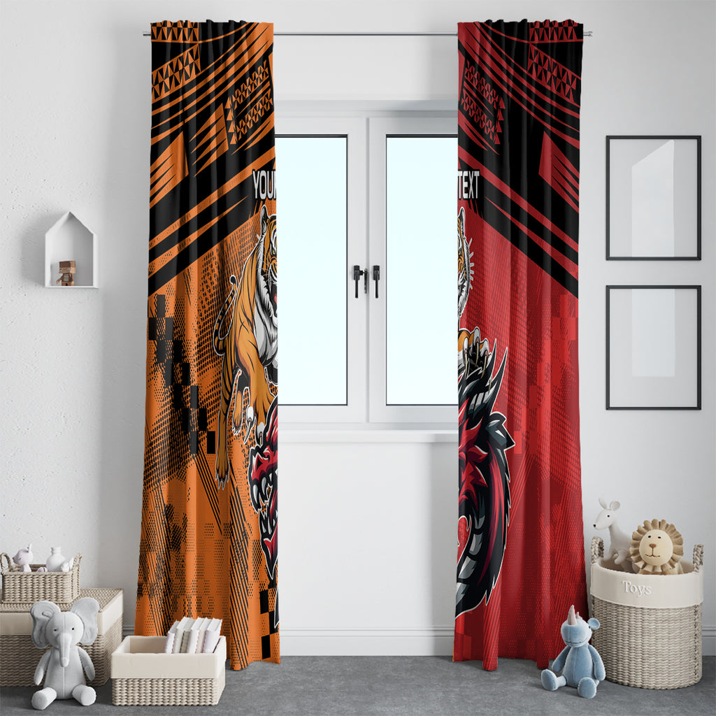 Custom Dragons and Tigers Window Curtain Rugby Mascot With Sporty Style