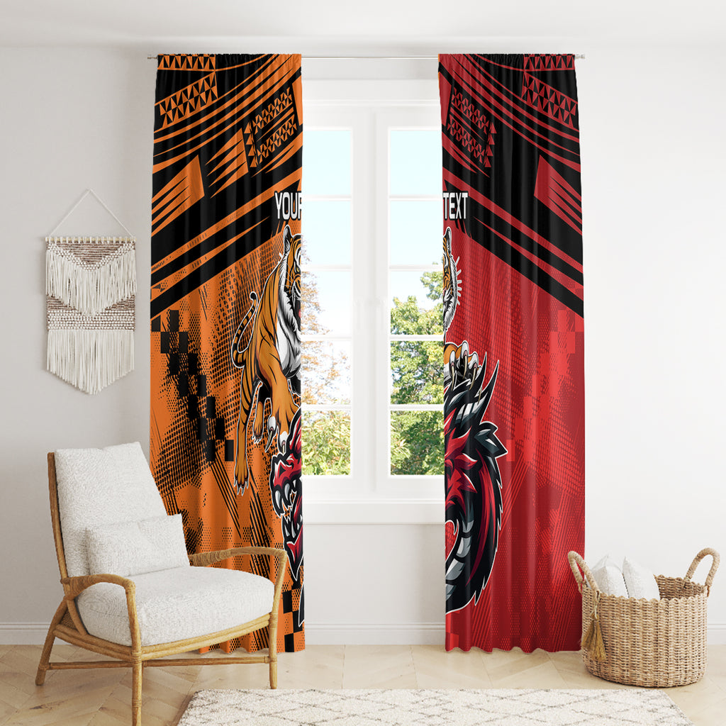 Custom Dragons and Tigers Window Curtain Rugby Mascot With Sporty Style