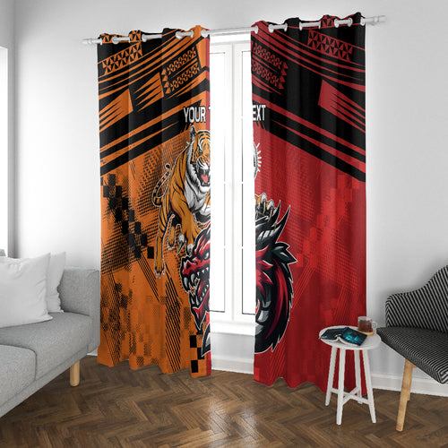Custom Dragons and Tigers Window Curtain Rugby Mascot With Sporty Style