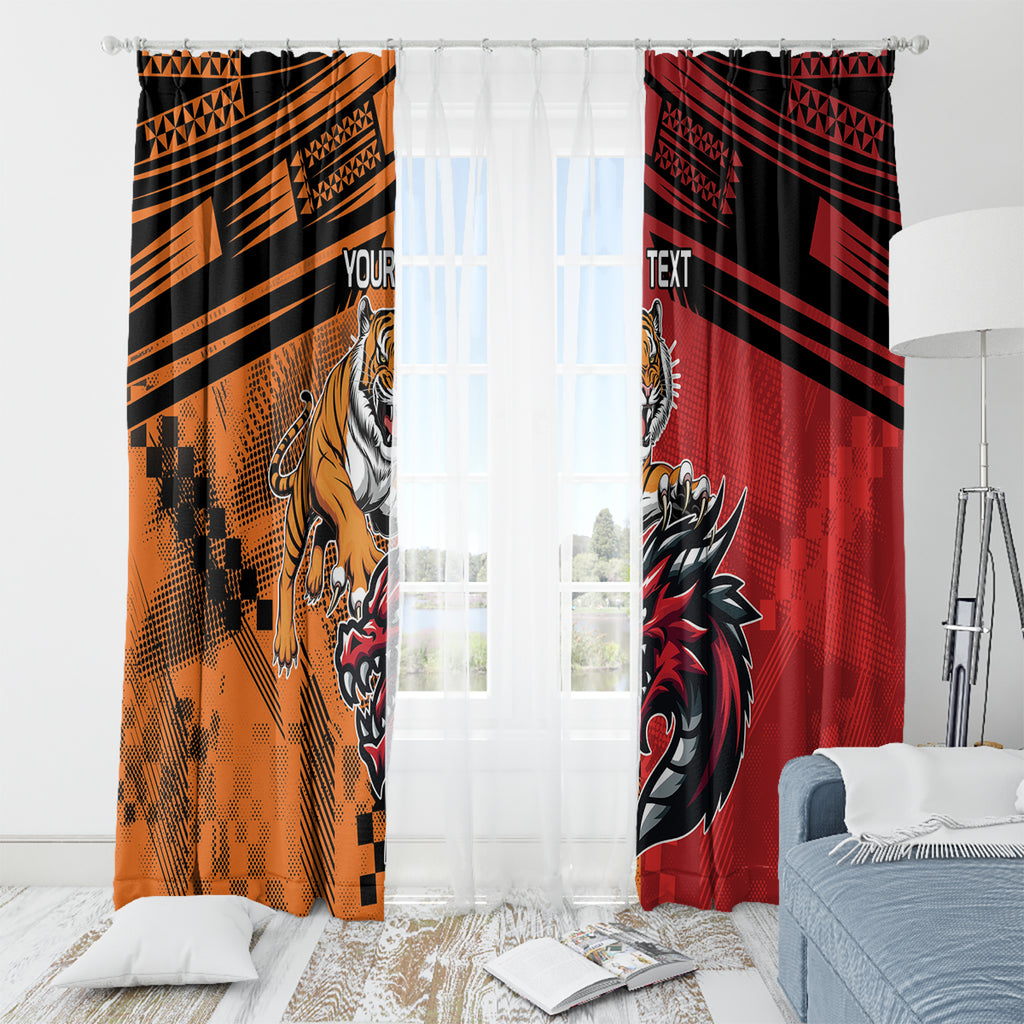 Custom Dragons and Tigers Window Curtain Rugby Mascot With Sporty Style