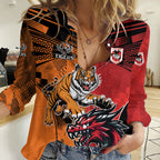 Custom Dragons and Tigers Women Casual Shirt Rugby Mascot With Sporty Style