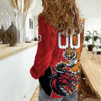 Custom Dragons and Tigers Women Casual Shirt Rugby Mascot With Sporty Style