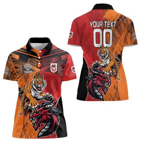 Custom Dragons and Tigers Women Polo Shirt Rugby Mascot With Sporty Style